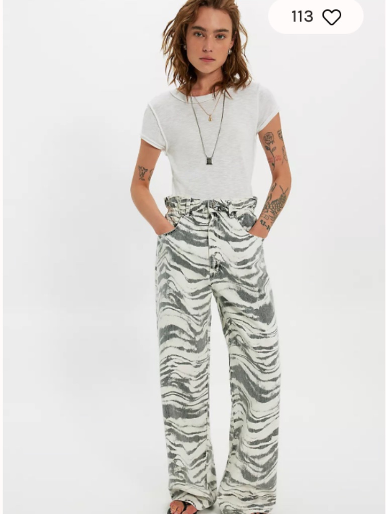 Nwt Agolde Lyonne Quiver Zebra Wide Leg Jeans 26 Free People Fp